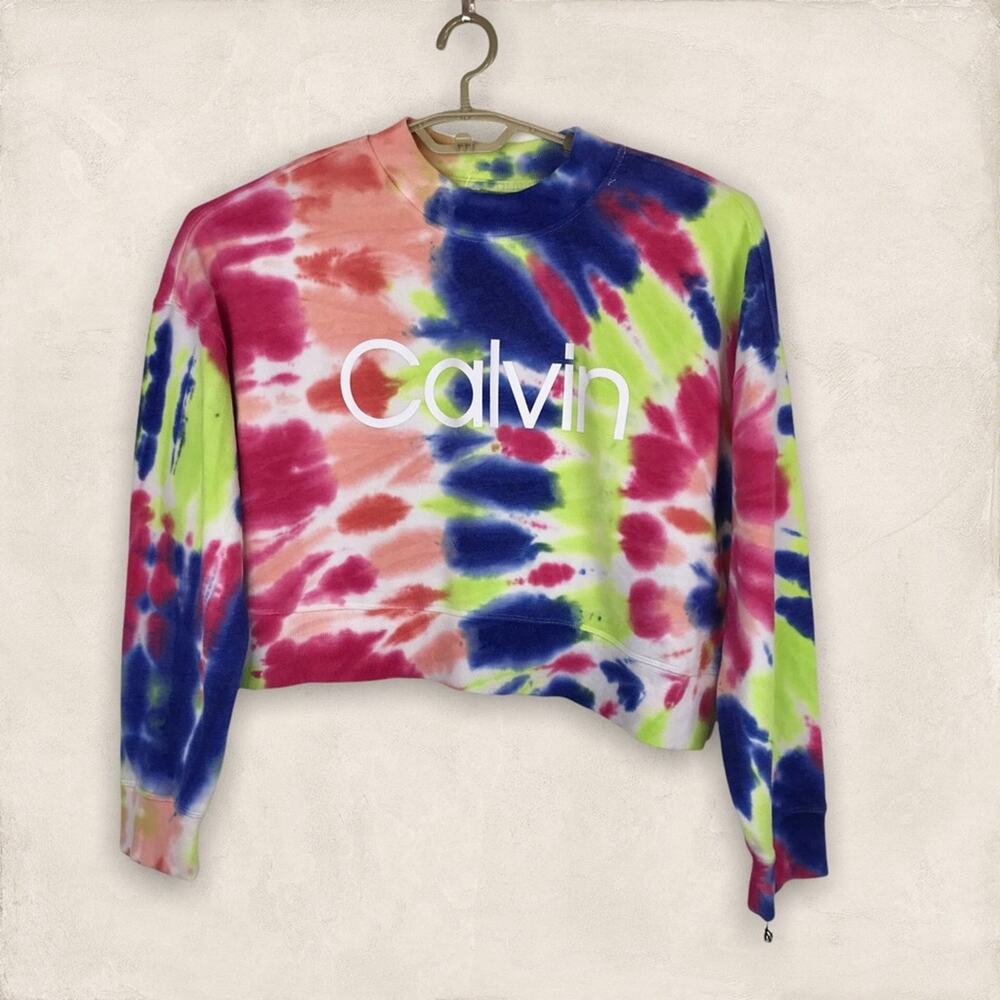Calvin Klein NWT Sweatshirt Tie Dye Performance Cropped Top XL